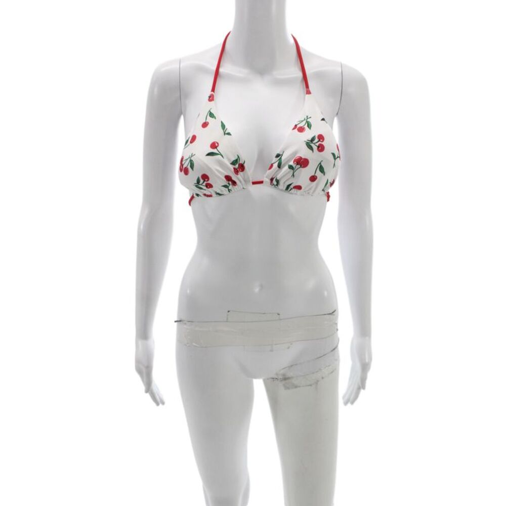 Shoshanna Women Bikini Top White Floral Cherry Recycled Polyester Size S